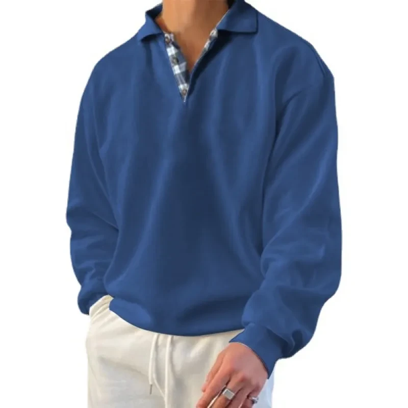 Long Sleeve V-neck Men's Lapel Loose Hoodie Men's Wear