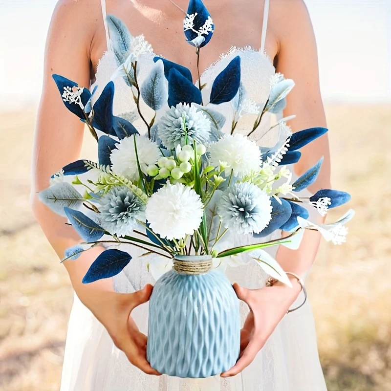 1pc Blue Artificial Hydrangea Bouquet  Perfect for Home & Table Decor, Ideal for Halloween, Christmas, Valentine's, Thanksgiving, Mother's Day