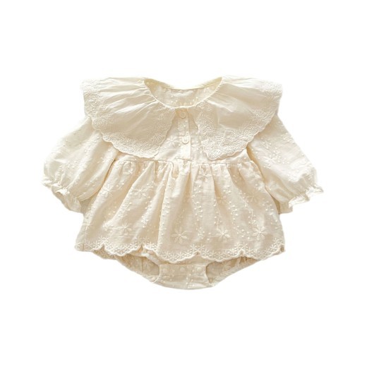 Embroidered Lace Lace Collar Long Sleeve Baby's Gown Baby Jumpsuits