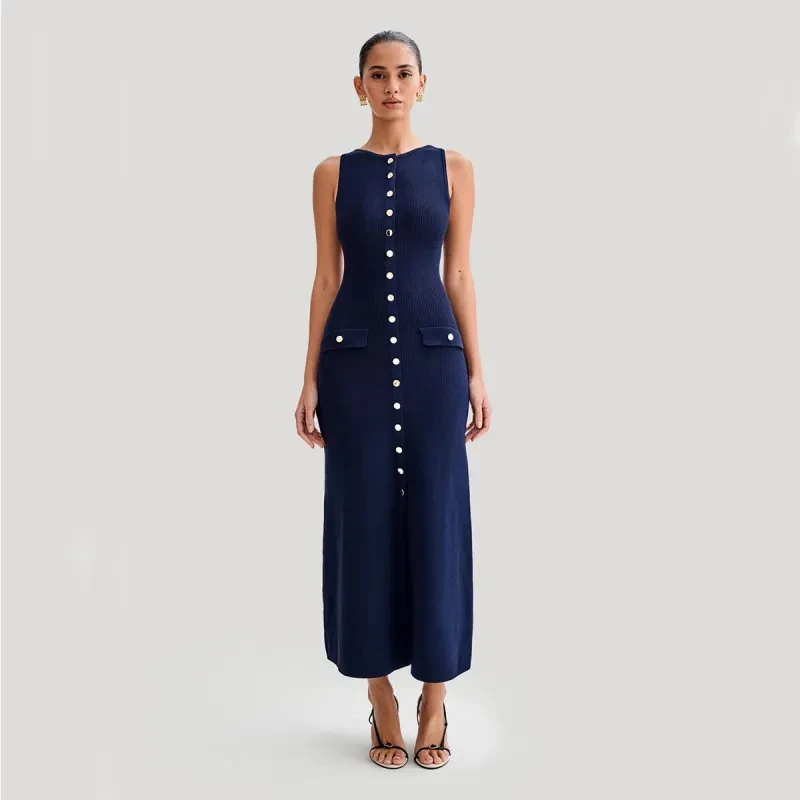 Elegant Knitted Sleeveless Slim Dress