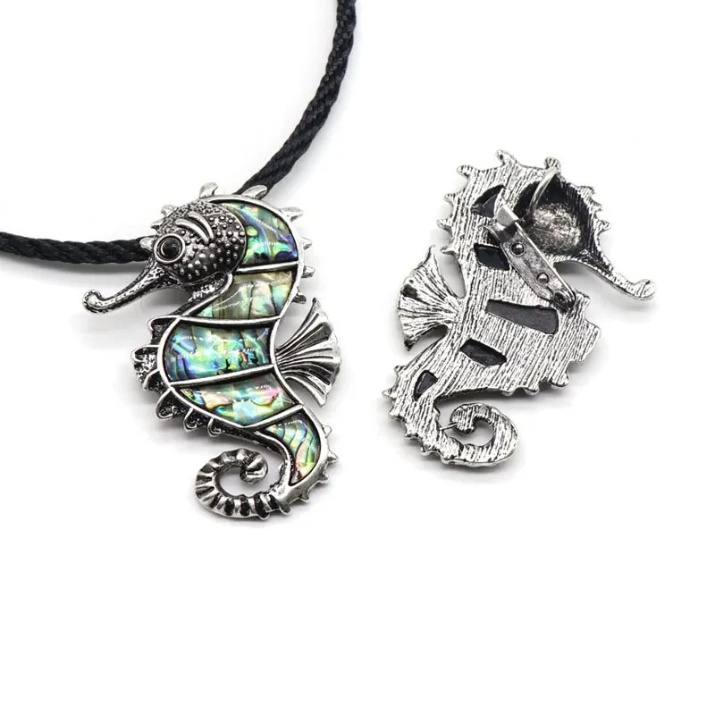Tidal Abalone Shell Seahorse Brooch Pendant