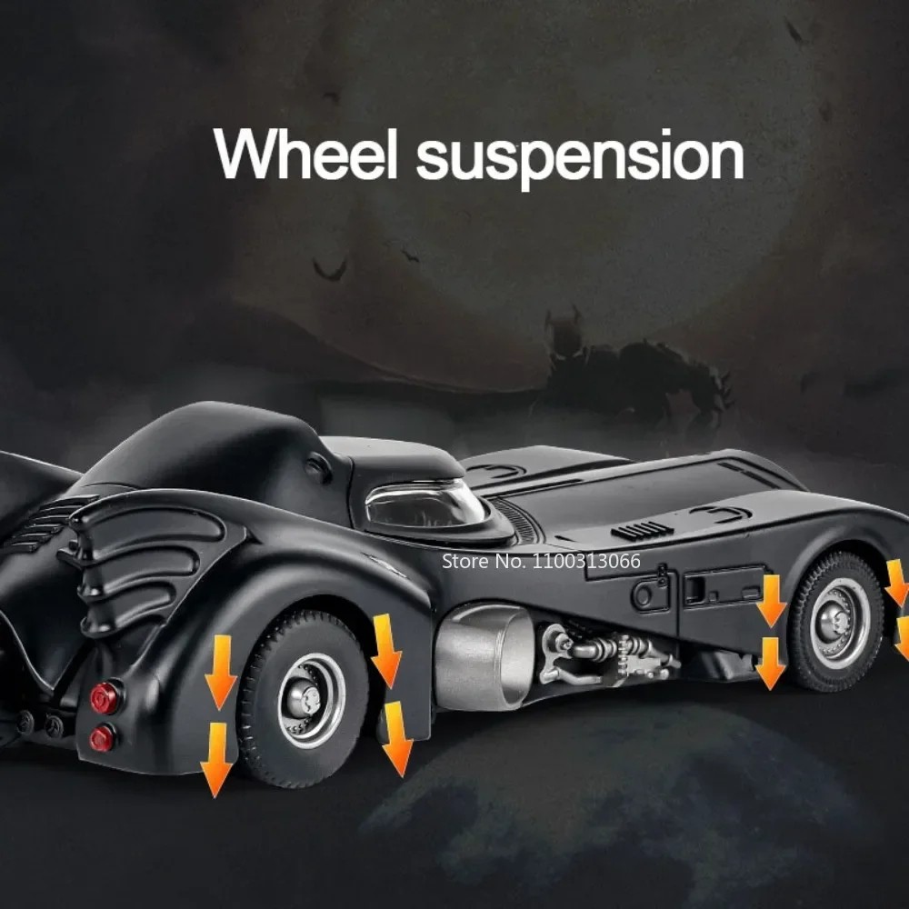 1/24 1989 Batmobile Alloy Car Model Metal Diecast Simulation Vehicle with Light and Sound