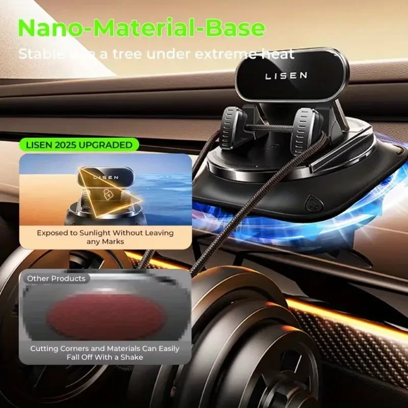 LISEN New Car Mobile Phone Holder for Car Center Console Navigation, Upgraded TPR Silicone Anti Slip, Anti Shake and High Temperature Resistance, Suitable for All Cars