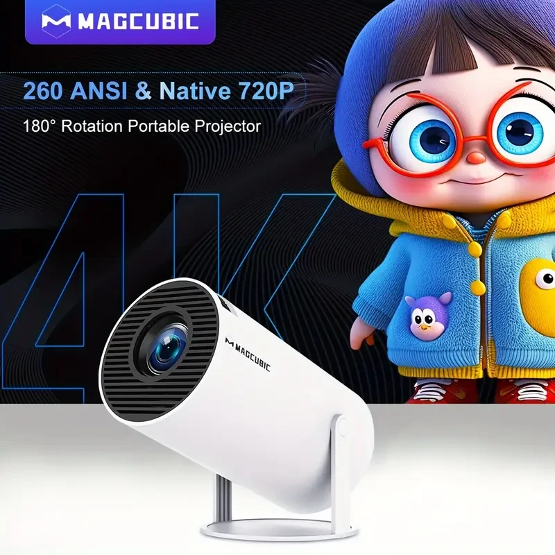 Magcubic 4K for Android Projector with Dual WiFi, Wireless 5.0, Auto Correction - HD 1280x720P Home Theater Experience, Magcubic