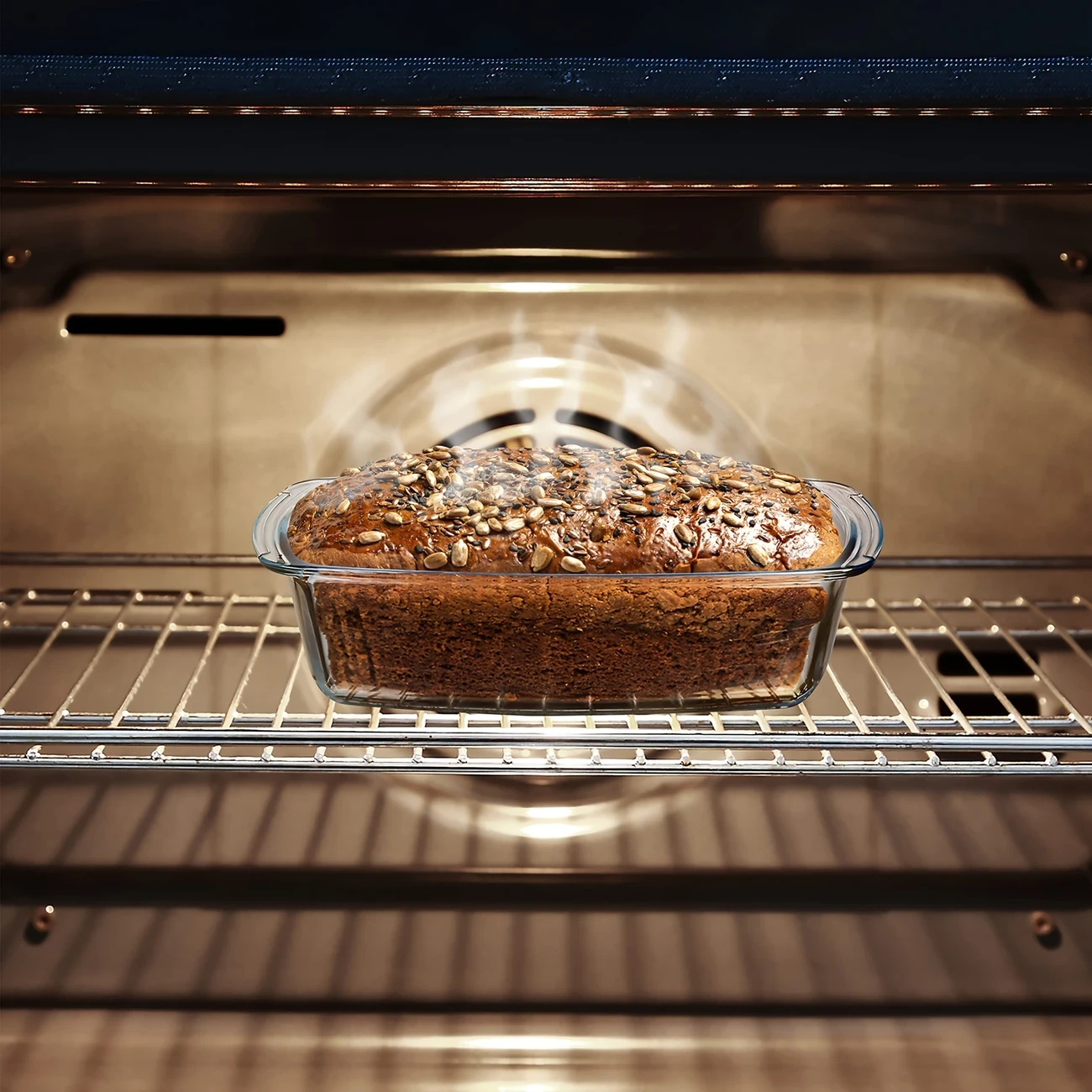 2 Set - Glass Loaf Pan with Lids