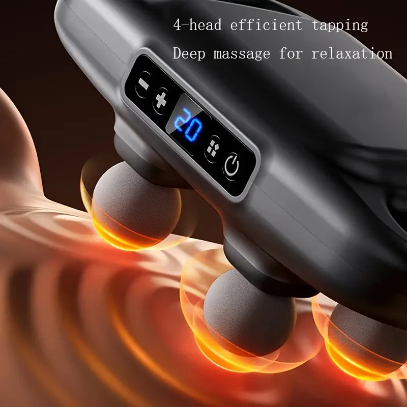 4-Head Handheld Deep Tissue Massage Gun - Full Body Relaxation