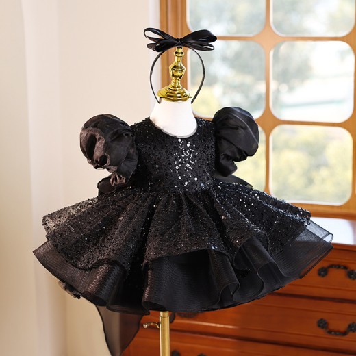 Girls' Fashion Personality French Puff Sleeve Dress
