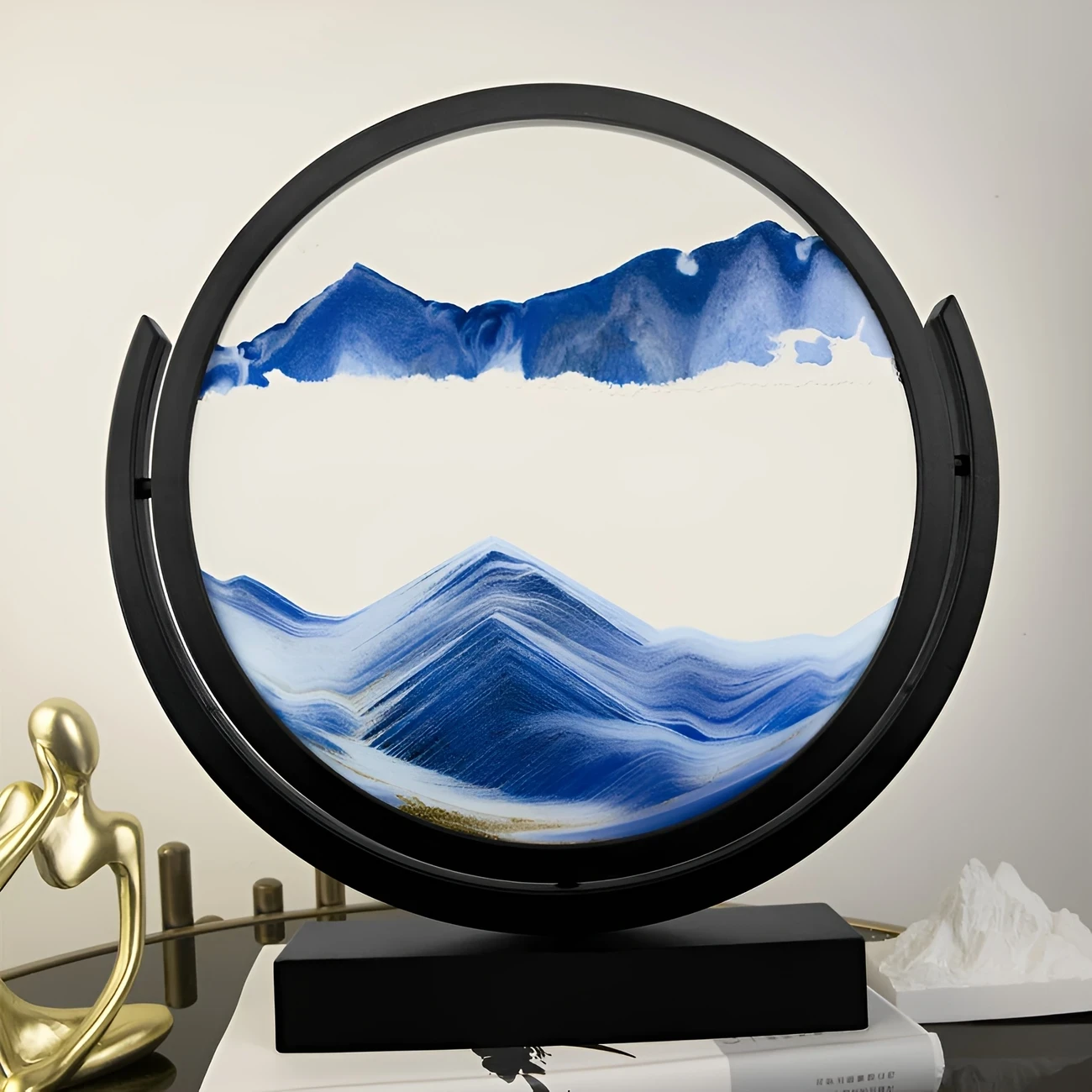 Dynamic 3D Sand Art Centerpiece  Glass & Plastic, Ideal for Home & Office Decor, Perfect for Fathers Day, Mothers Day, Weddings, and Holidays
