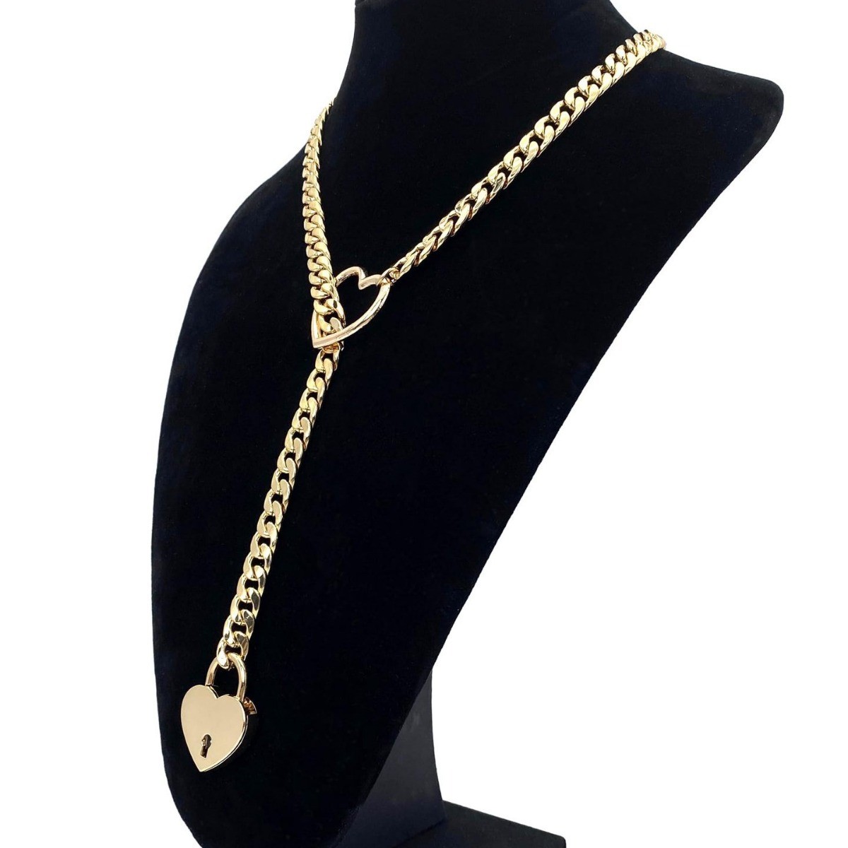 Slip Chain Necklace Heart O-Ring Rock Cuban Long Necklace Adjustable