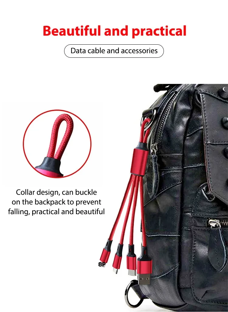 Keychain Three-in-one Data Cable Three-head Charging Cable