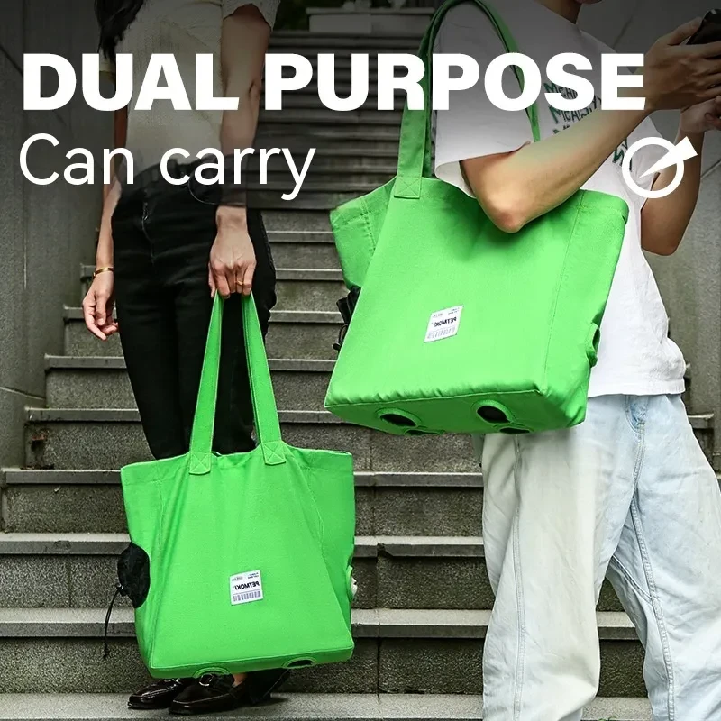 Large Capacity Pet Cat Bag Multifunctional Breathable Dog Canvas Carrier Bag Escape-proof Pet