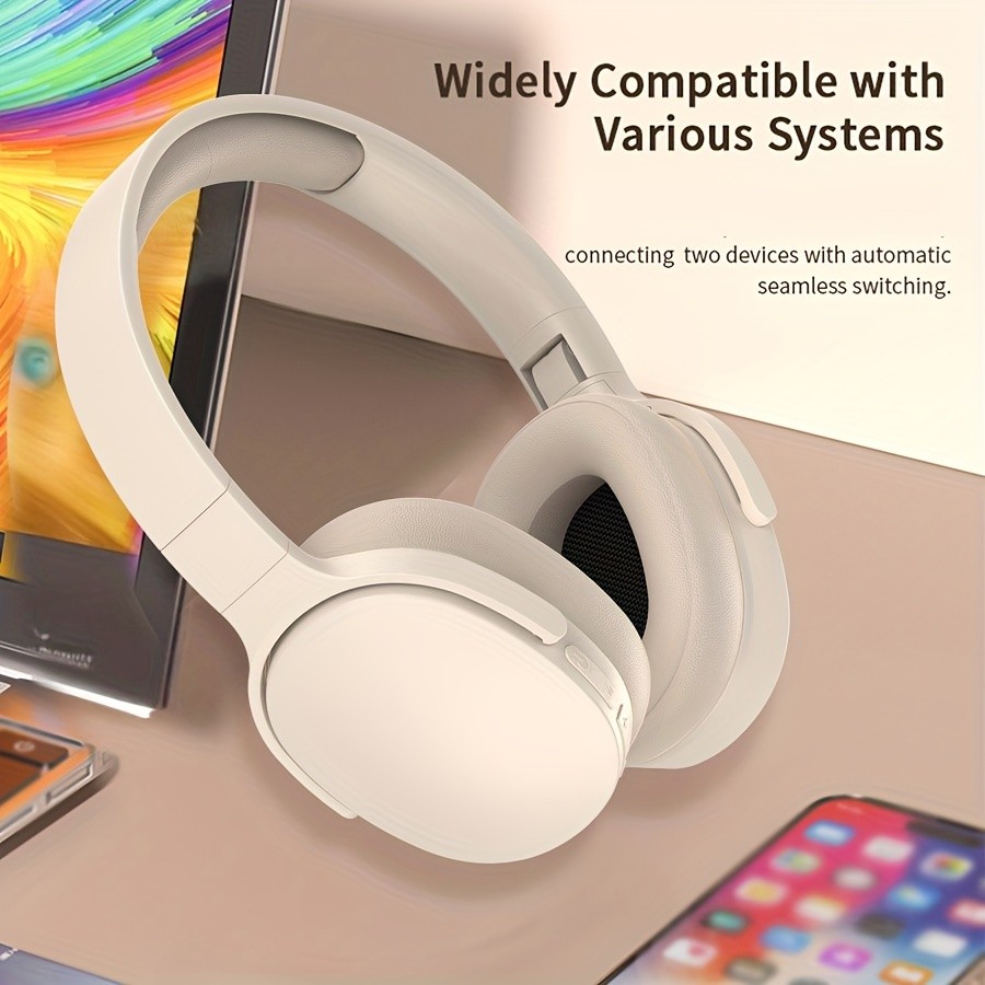 New Wireless Headset Headphone Stereo Noise Cancelling, Long Battery Life, E-sports Gaming Headset, Foldable Headphones Perfect Gift for Friends