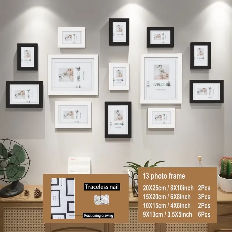 Combination of 13 Wooden Photo Frames