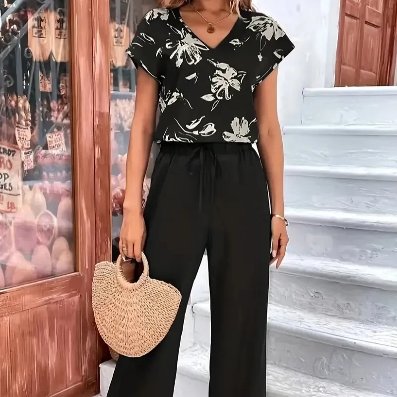 Women's Casual Printed Fashion Two-piece Suit