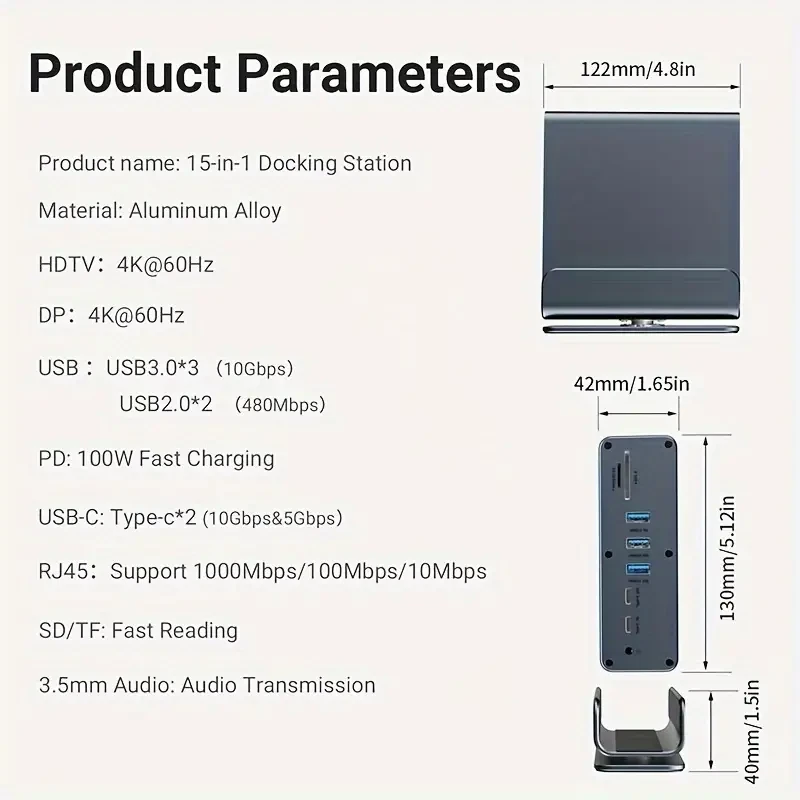 15-in-1 USB-C Docking Station - Ultimate Connectivity Solution for Laptops