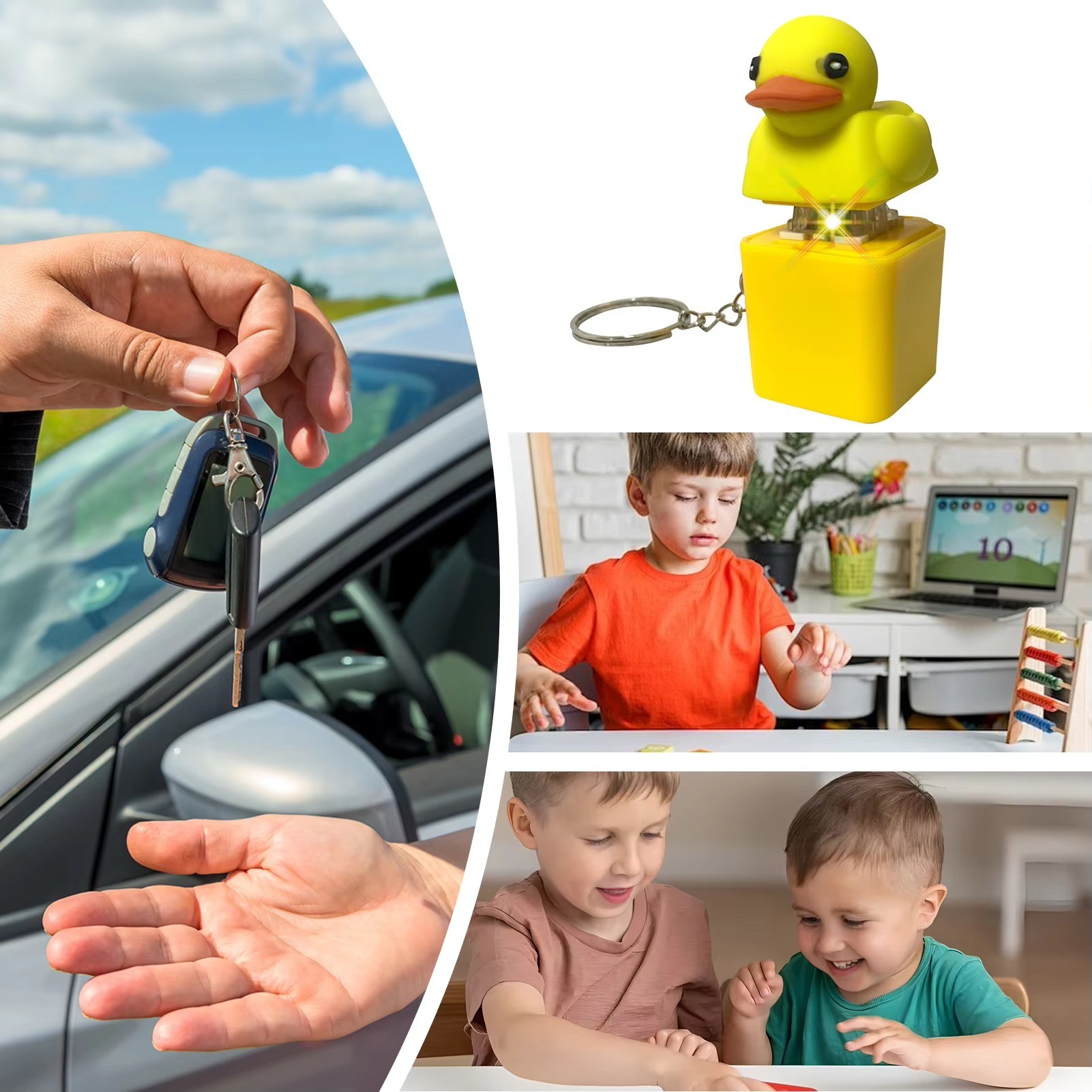 Duck Quacking Fidget Toy - Rechargeable Quacking Duck Keychain, Quacking Duck Stress Reliever with Colorful Lights, Fun & Portable Anxiety Relief Toy (Quacking Duck)