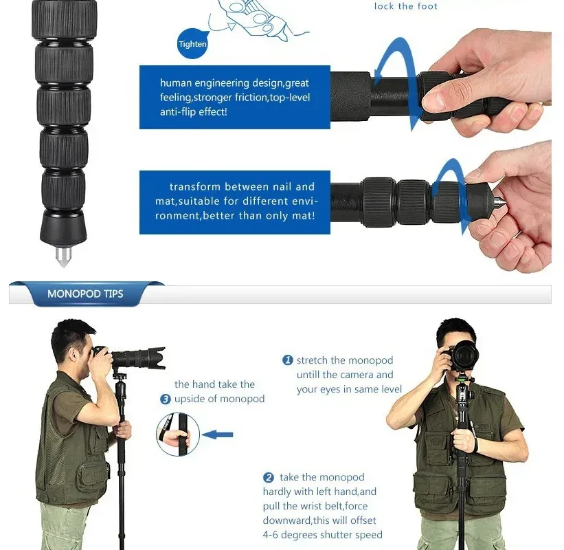 Carbon Monopod SLR Camera Photography Portable Travel