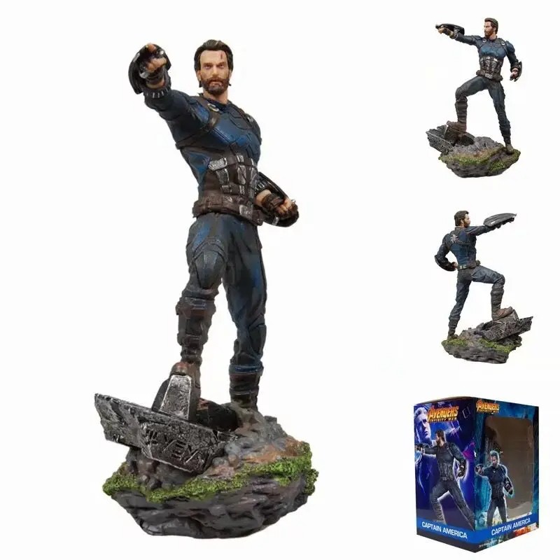 21cm Marvel Avengers Anime Captain America Steve Rogers Black Figurine