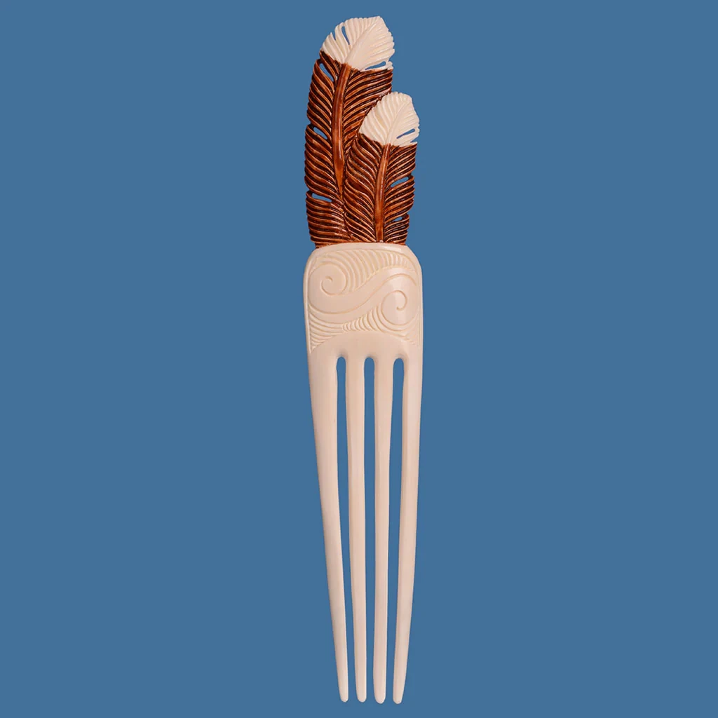 Bone Large Brown Huia Feather Heru