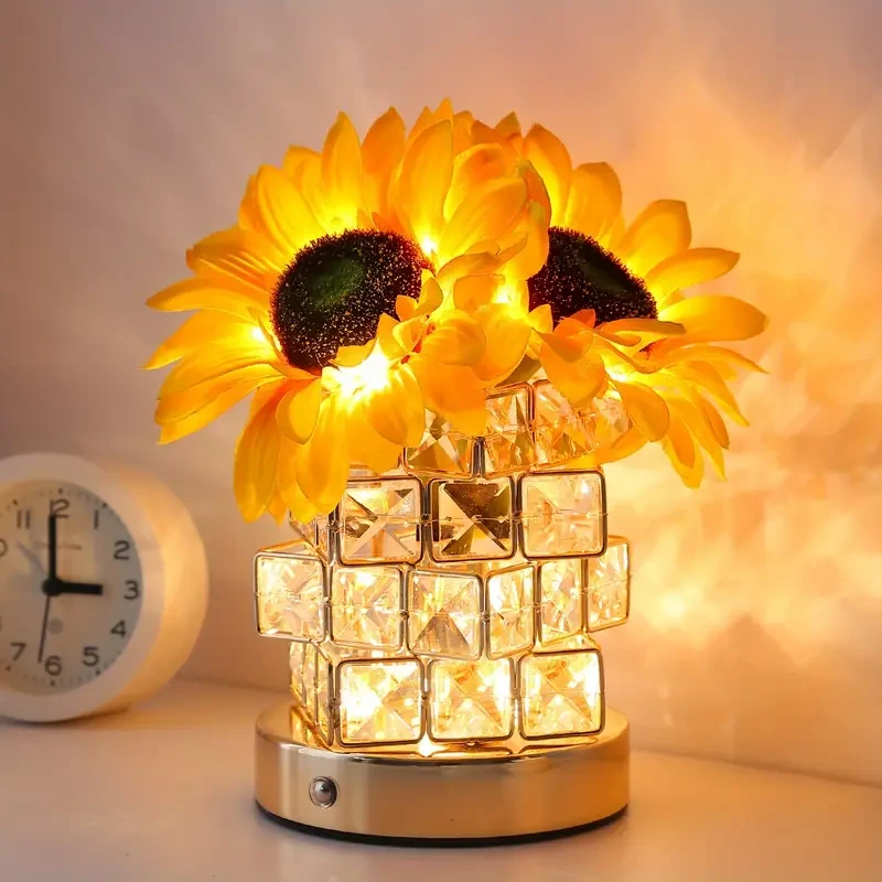 1pc Flower Light Touch Lamp  Rechargeable Cordless Table Lamp with Infinity Dimming and 3 Colour Modes