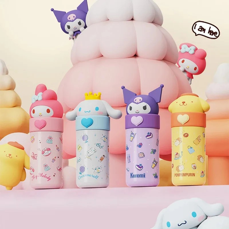 Miniso Hello Kitty Cinnamoroll Kuromi Stainless Steel 316 Thermos Water Bottle Vacuum Termo Kids Vacuum Flask Bottle Tumbler
