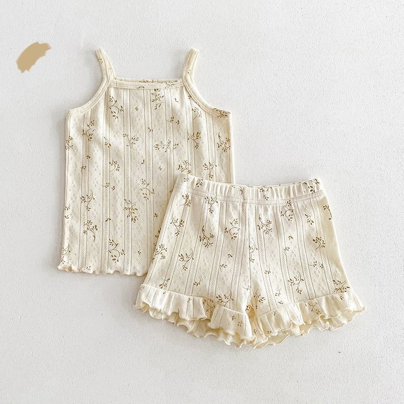 Girls' Camisole Shorts Two-piece Set Breathable Home Clothing