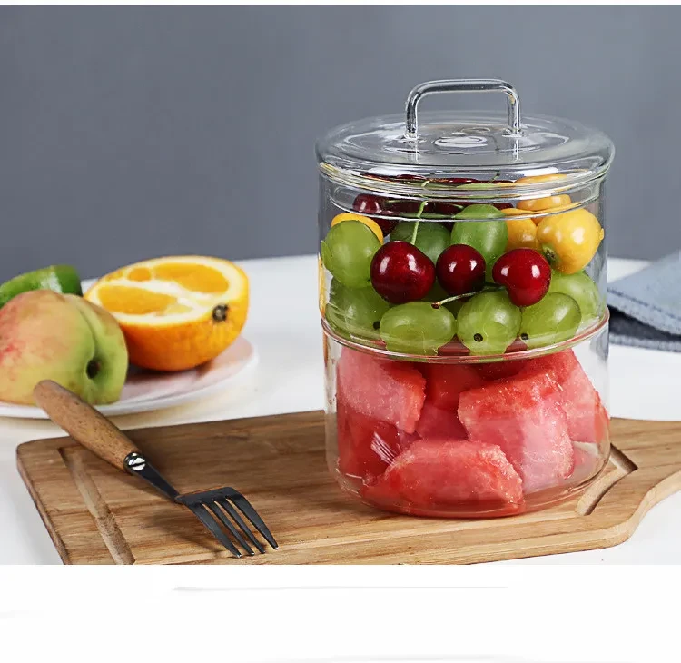 Pyrex Glass Bowl Transparent With Lid Fruit Desserts Candy Snacks