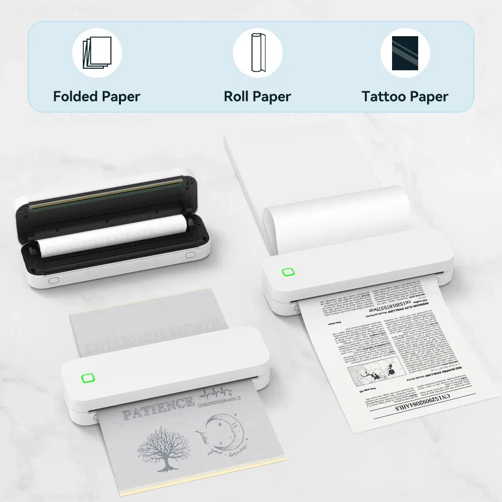 color: WHITE, Ships From: CHINA - Top Inkless Tattoo Stencil Printer Portable A4 Thermal Printer Wireless Bluetooth PDF Photo Tattoo Paper Print for Android IOS