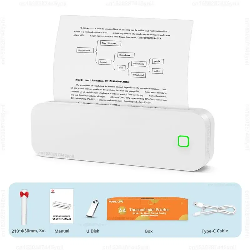 color: WHITE, Ships From: CHINA - Top Inkless Tattoo Stencil Printer Portable A4 Thermal Printer Wireless Bluetooth PDF Photo Tattoo Paper Print for Android IOS