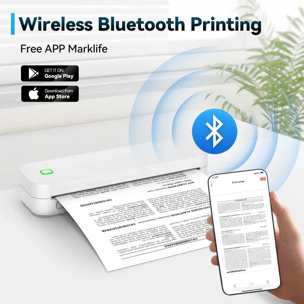 color: WHITE, Ships From: CHINA - Top Inkless Tattoo Stencil Printer Portable A4 Thermal Printer Wireless Bluetooth PDF Photo Tattoo Paper Print for Android IOS