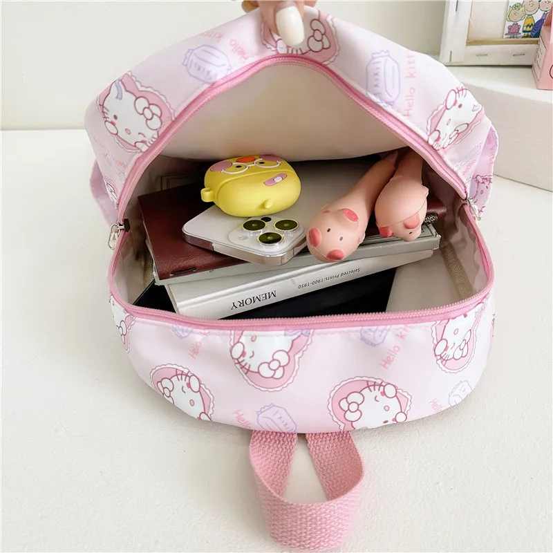 Color: Blue, Size: 12 inches - Anime Cartoon Kuromi Melody Cinnamoroll Backpack Boys Girls Cartoon Hello Kitty Kawaii Canvas Fashion Children's Schoolbag