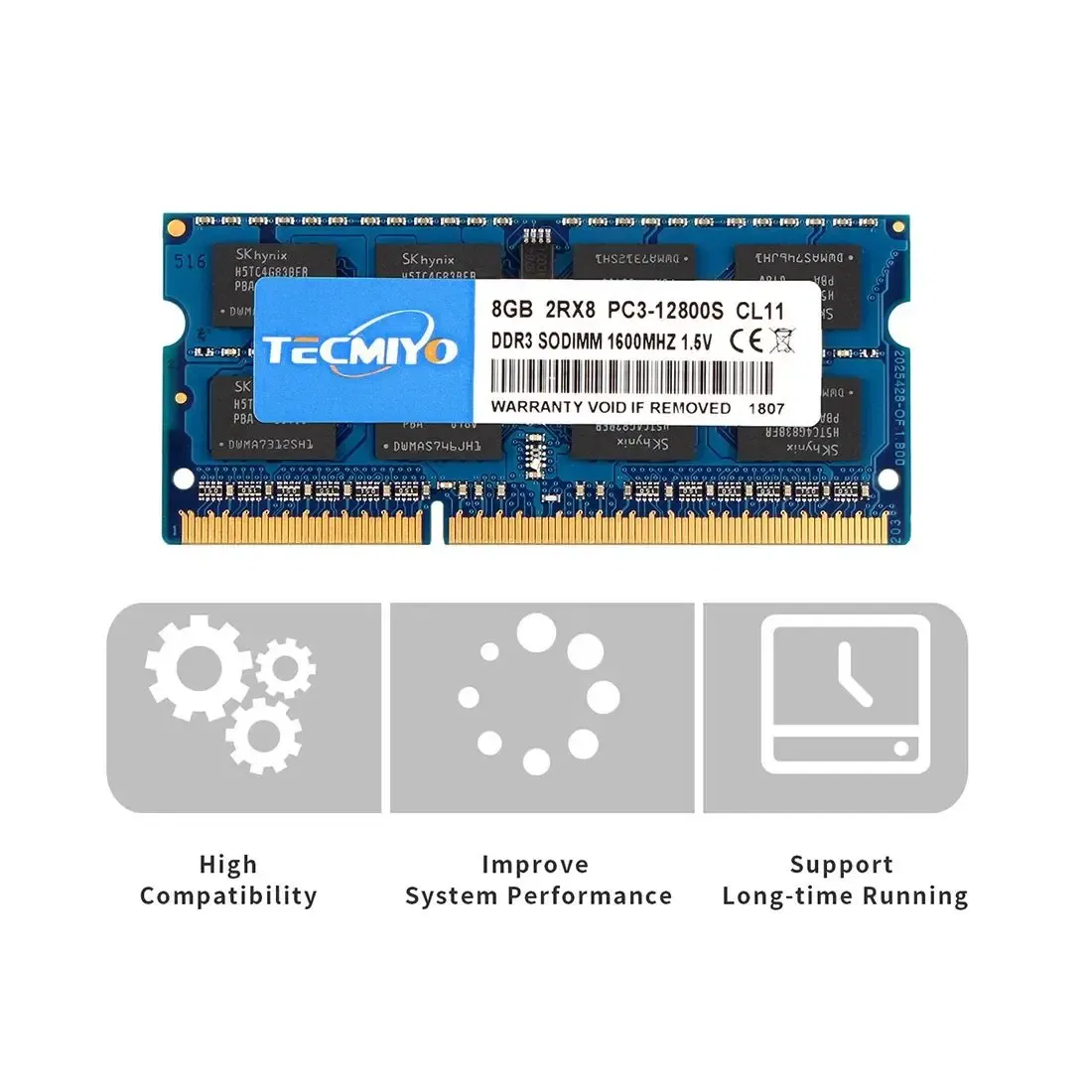 TECMIYO 2X8GB DDR3 1600MHz SODIMM Laptop Memory RAM DDR3 8GB 1600MHz  SODIMM 1.5V PC3-12800S  Non-ECC - Blue