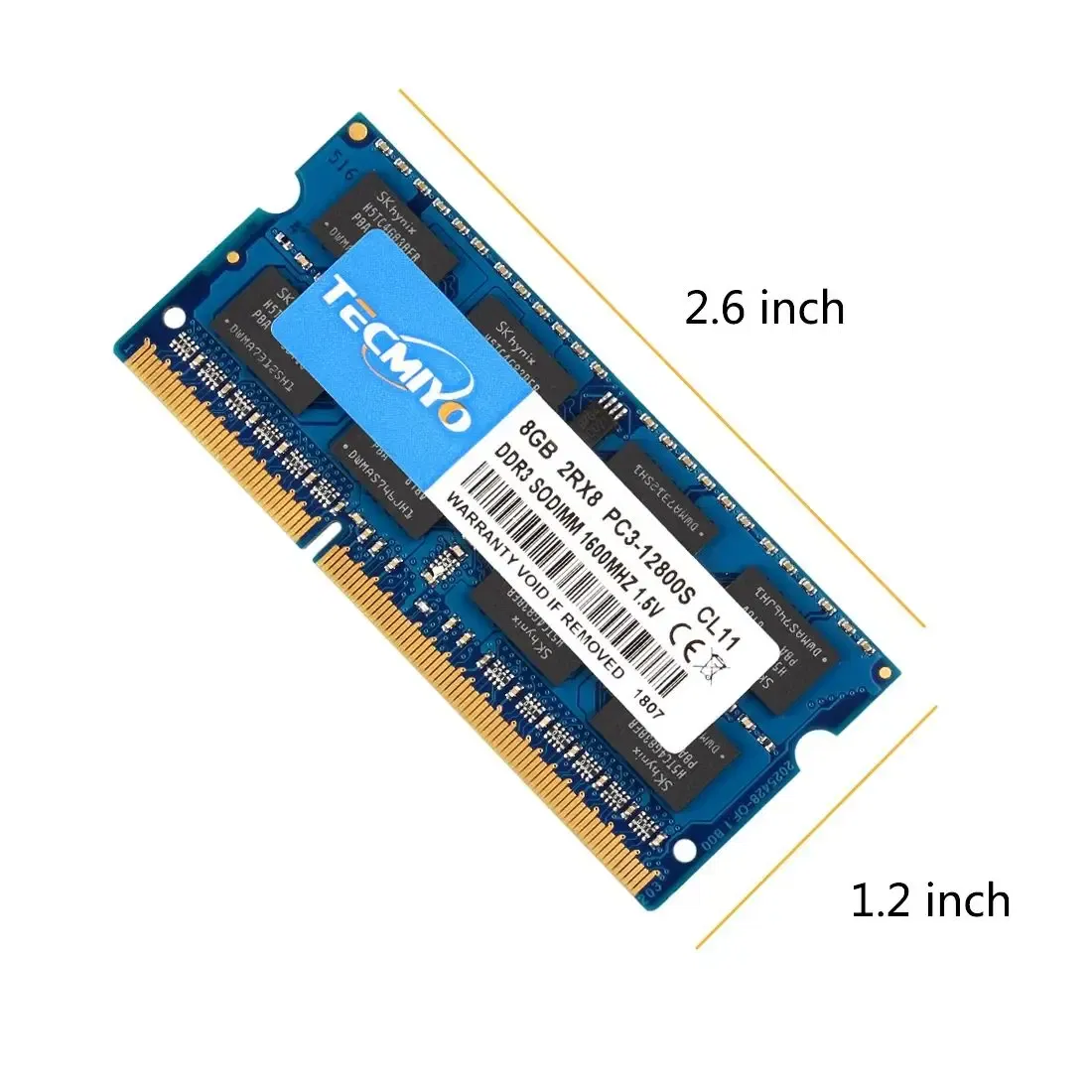 TECMIYO 2X8GB DDR3 1600MHz SODIMM Laptop Memory RAM DDR3 8GB 1600MHz  SODIMM 1.5V PC3-12800S  Non-ECC - Blue