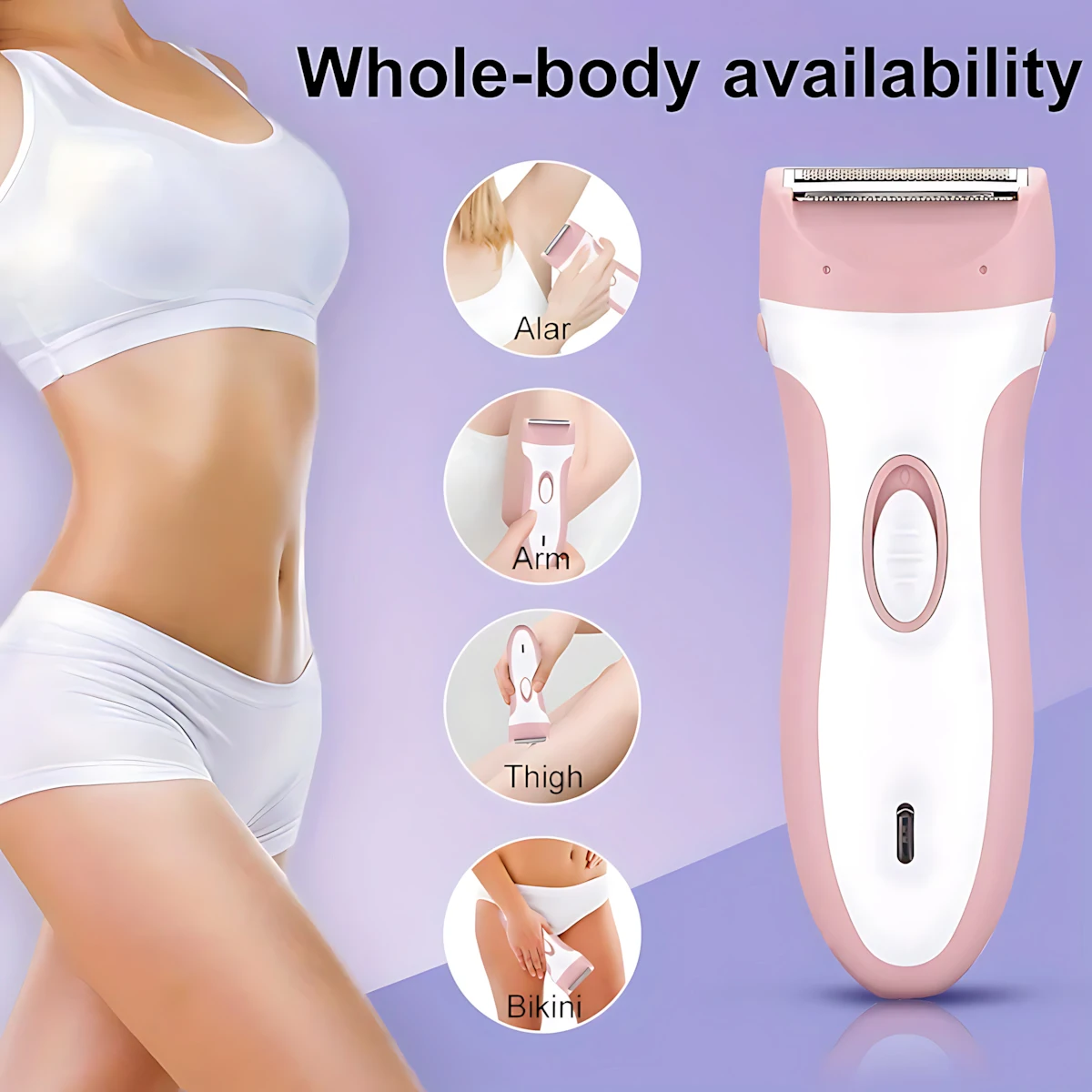 Women Trimmer Shaver Electric Armpit Hair Razor Arm Leg Hair Bikini Groin Hair Trimmer Rechargeable Lithium Battery