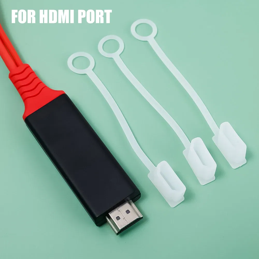 Color: grey - Dust Plug for HDMI-compatible Cable Dust Covers Dustproof Anti-loss Dustplugs Cap for HDMI-compatible Mobile Phone Cables