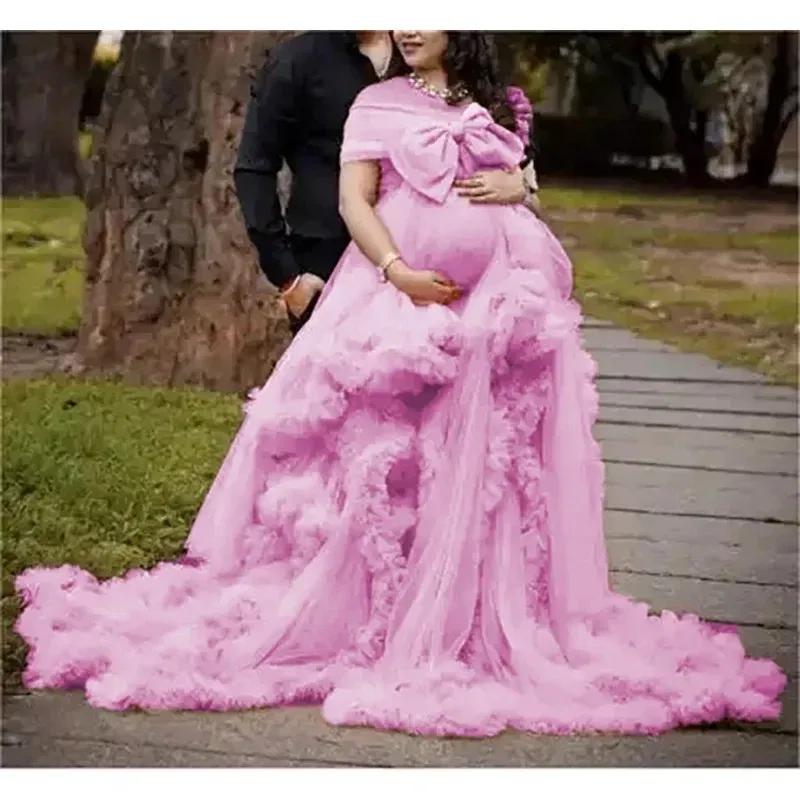 Color: light green, Maternity Size: 14, Ships From: CHINA - BIG BOW Tulle Ruffle maternity dresses photoshoot baby shower п?»?°?‚ь?µ д?»я ?±?µр?µм?µнн?‹?… فس?§تي?†