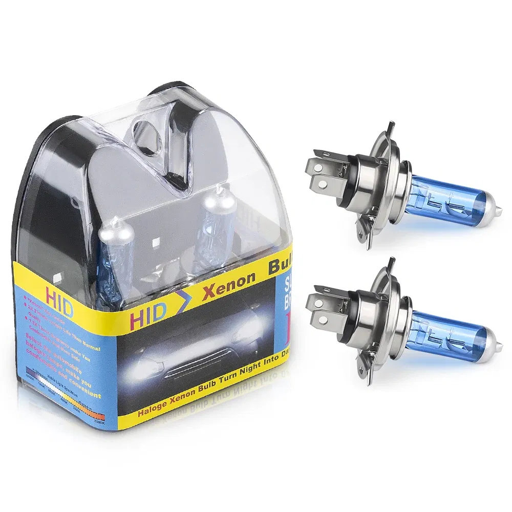 Emitting Color: Blue - H4 Lamp 12V Halogen Bulb Car HeadLight Bulb H4 55w 100w Light Bulbs For Car Headlight 2pcs 6000k Car Accessories H4 Halogen