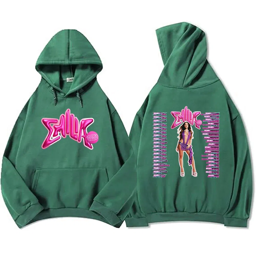 Color: GRAY, Size: M - Emilia Mernes MP3 Hoodies Winter Long Sleeve Hooded Pullovers Men Clothes Fleece Pocket Singer Graphic Sweatshirts Print Hoody