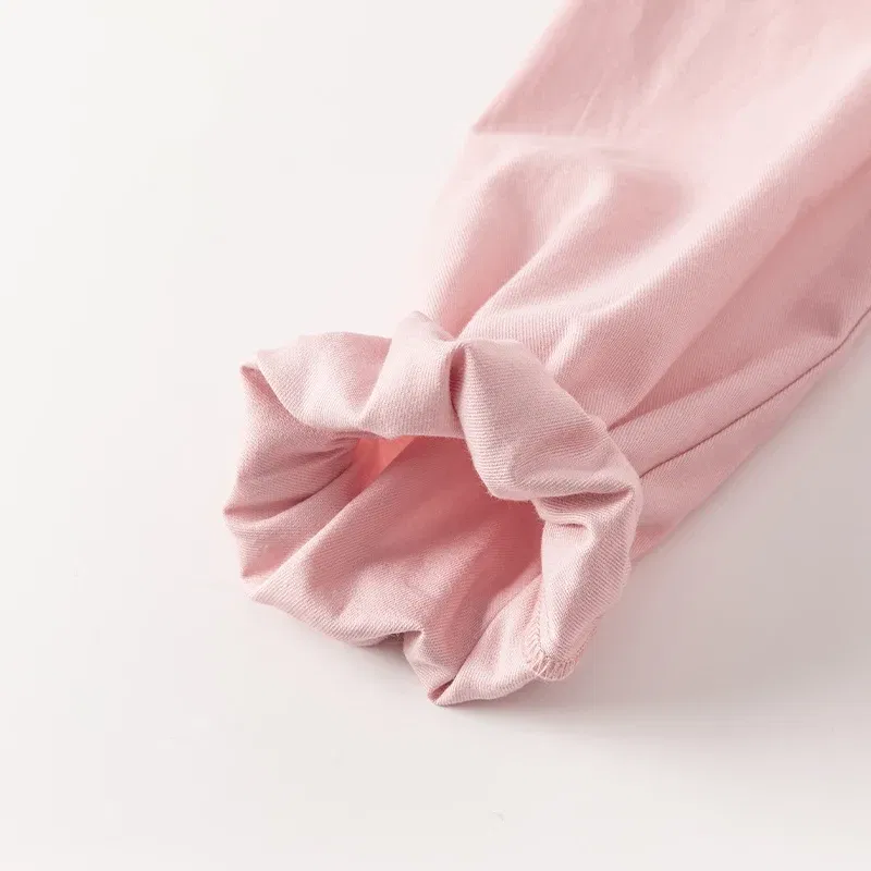 Color: Pink, Kid Size: 6 - Dave Bella Girl's Princess Dress Children 2024 New Spring Comfortable Casual Fashion Pure Cotton Sweet Gentle Pink DK1248025