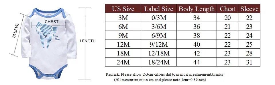 Color: SKY BLUE, Kid Size: 24M - Kavkas Baby Boys Girls Bodysuit 3 PCS Long Sleeve 100% Cotton Baby Clothes 0-12 Months Newborn Body Bebe Jumpsuit Clothing
