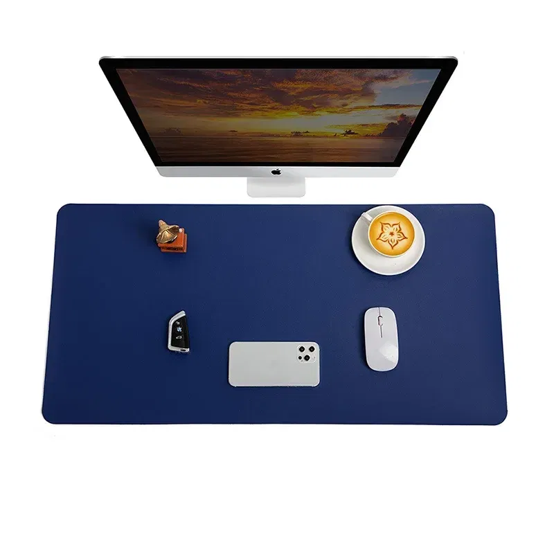 Color: Beige - Large Mouse Pad Extra Big Non-Slip Desk Pad Waterproof PU Leather Desk Table Protector Gaming Mouse Mat for Game Office Work
