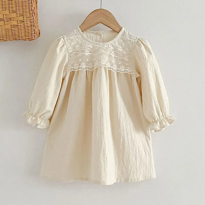 Color: PURPLE, Kid Size: 3T - Spring Autumn Kids Baby Girls Long Sleeve Sweet Lace Princess Dress New Kids Baby Girls Dress Children Clothes Dress