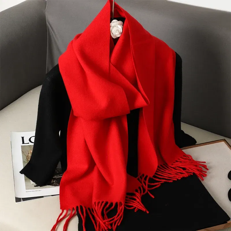 Color: Blue - New 62 Color Winter Scarf For Women Long Warm Cashmere Scarves Hijab Solid Lady Shawl Wrap Female Pashmina Bandana Head Scarfs