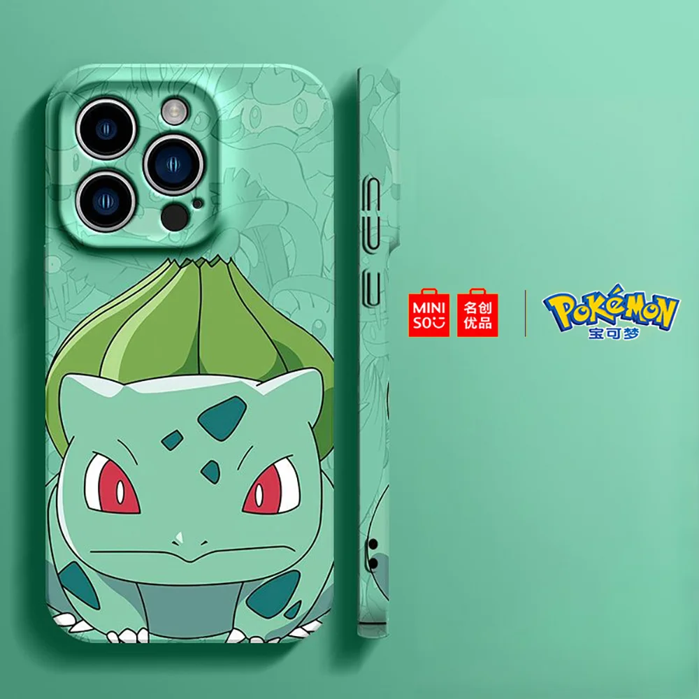Color: GRAY, Material: PE - Miniso Pokemon Collaboration Pikachu Gengar Phone Case For iPhone 15 14 13 11 12 16 Pro Max Plus X XR Girl Silicone Phone Case