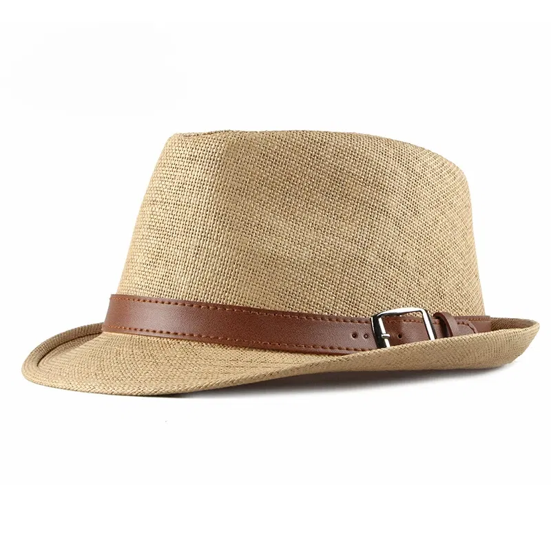 Color: black - Summer Straw Hat Male Korean Fashion Hat Female Sun Visor British Retro Gentleman Jazz Hat
