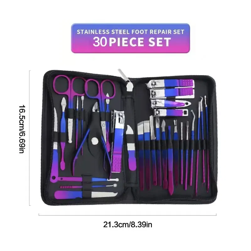 Color: Light Grey - 6-18pcs Set Professional Stainless Steel Manicure & Pedicure Kit Precision Nail Care with Travel Case with Nail Clipper Scissor
