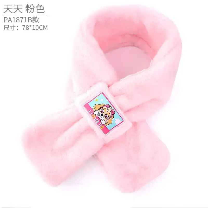 Color: Orange, Size: XXL - 100% Genuine Paw Patrol Thicken Cross Collar Scarf Kids Girls Glove Warm Winter Muffler Fur Plush Cute Shawl Scarfs High quality