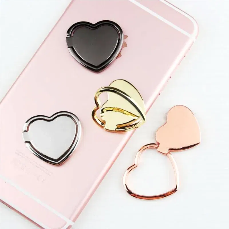 Color: black - 1pcs Metal Heart Mobile Phone Finger Ring Holder Telephone Support Accessories Magnetic Car Bracket Socket Stand mobile phones