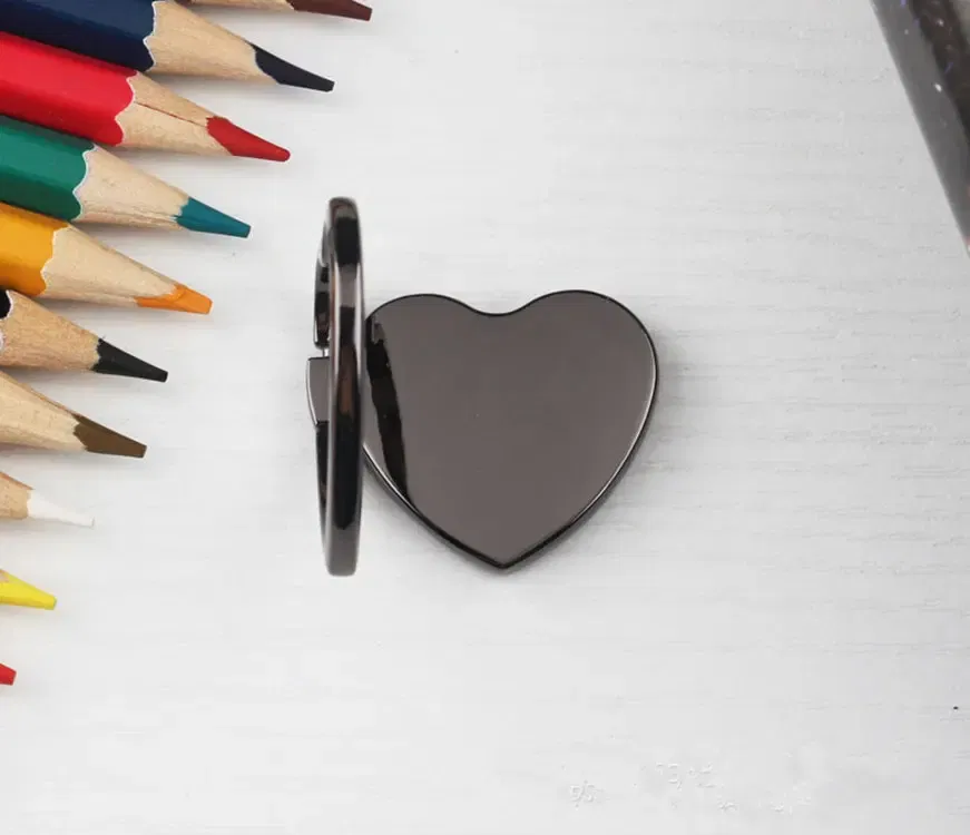 Color: black - 1pcs Metal Heart Mobile Phone Finger Ring Holder Telephone Support Accessories Magnetic Car Bracket Socket Stand mobile phones