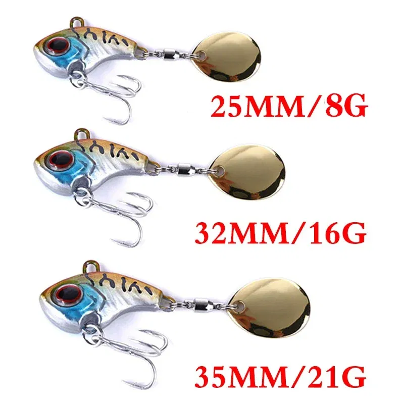 Color: Blue, Size: 55mm, Ships From: CHINA - 1Pcs Rotating Metal VIB vibration Bait Spinner Spoon Fishing Lures 8g/16g/21g Jigs Trout Wobbler Fishing Hard Baits Tackle Pesca